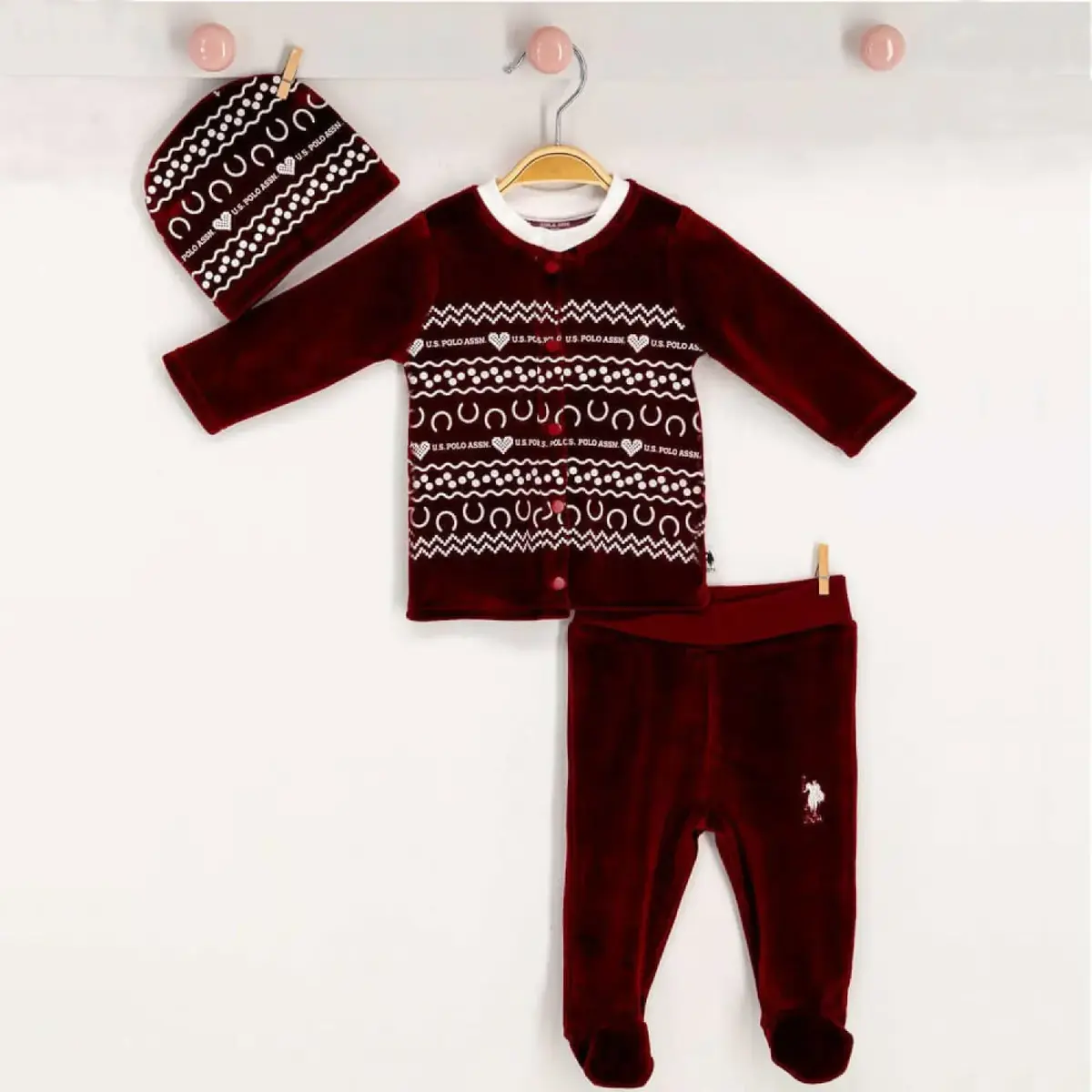 U.S. Polo 3lü Takım Bordo