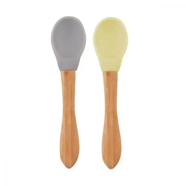 OiOi Mama Kaşığı 2li Powder Grey - Mellow Yellow