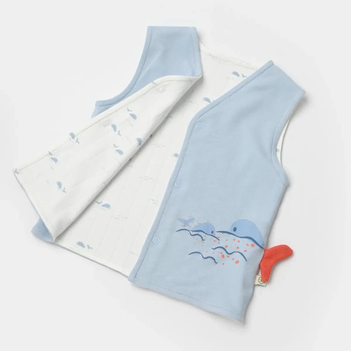 Bibaby Organik Yelek Penye Sun Lets Sail Ekru - Mavi