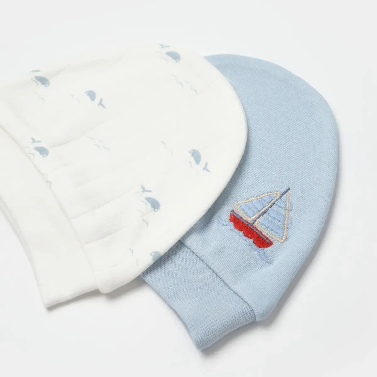 Bibaby Organik Şapka 2li Sun Lets Sail Ekru - Mavi