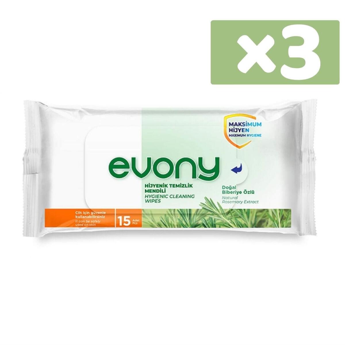 Evony Hijyenik Temizlik Mendili 3x15