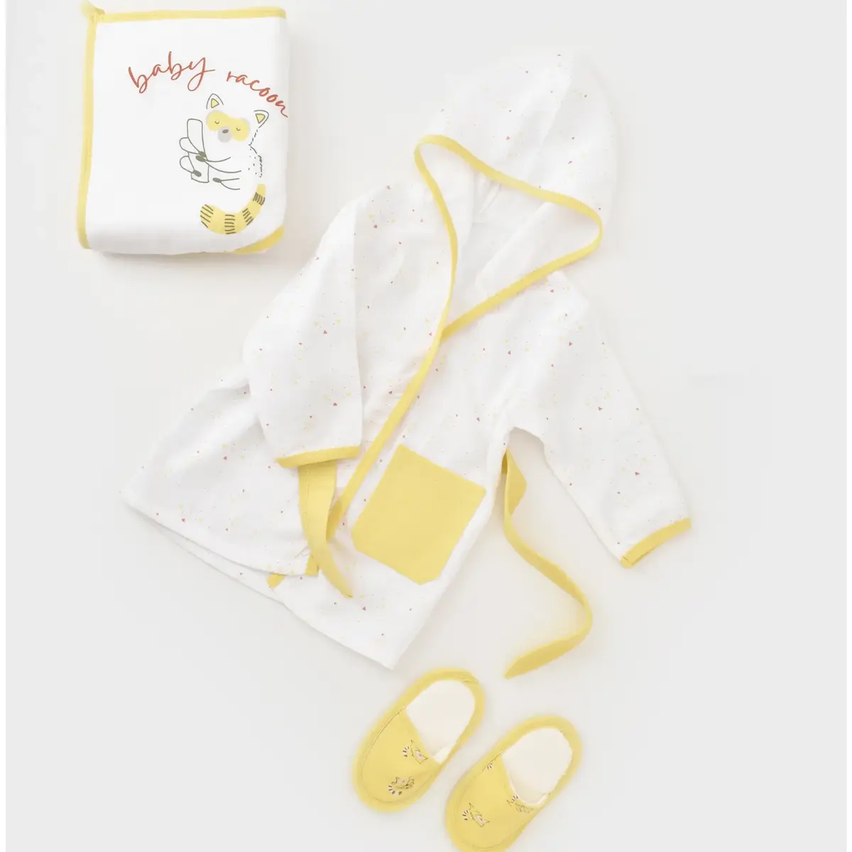 Bibaby Organik Bornoz Takımı Baby Racoon Vanilla Ice