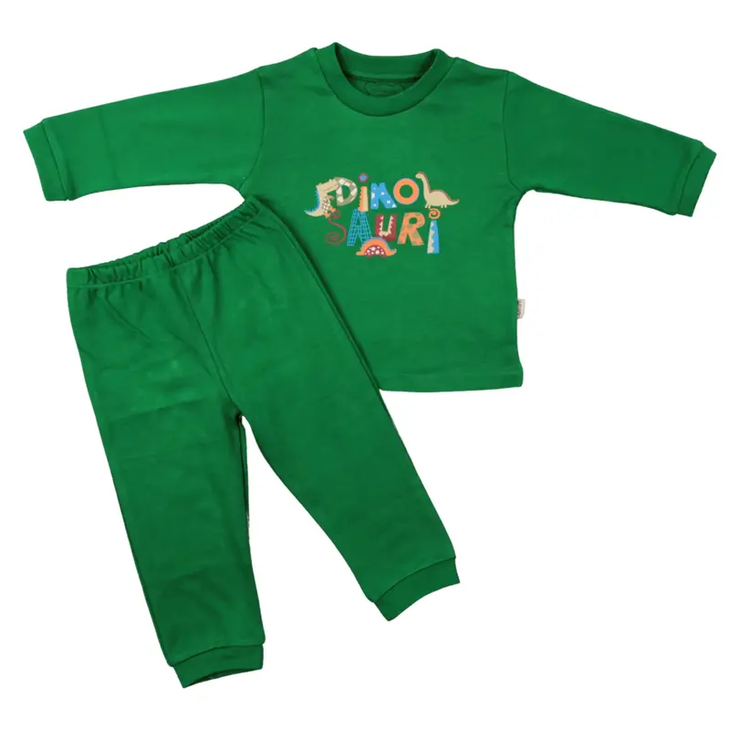 Mini Damla Pijama Takımı Dinazorlu Yeşil