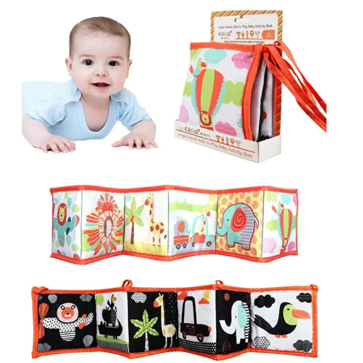 Carnival Baby&Kids Katlanan Bebek Aktivite Kitabı - Yüksek Kontrastlı Tasarım