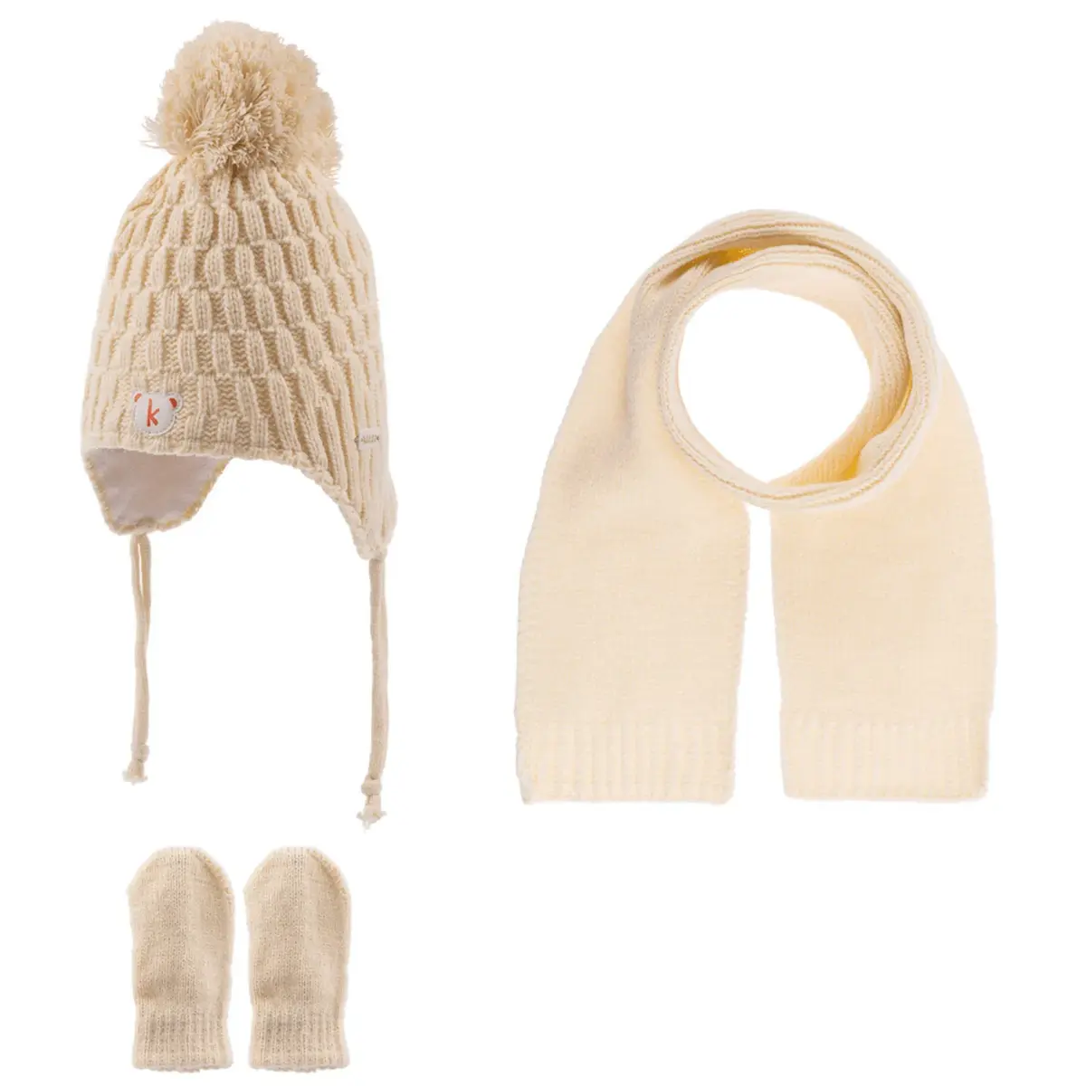 Kitti Atkı Bere Eldiven Takım Krem