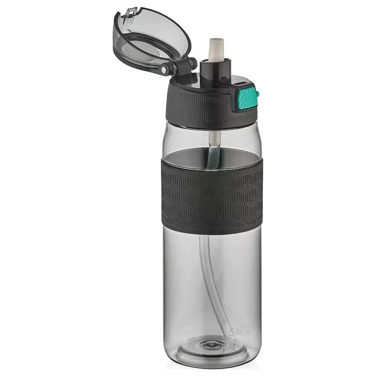 SHOTAY ŞEFFAF KAPAKLI ŞERİTLİ TRITAN MATARA 600 ML. SİYAH