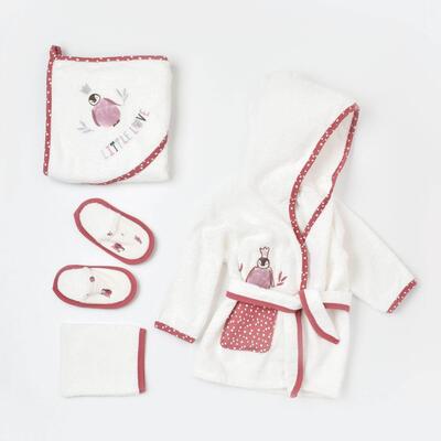 Bibaby Organik Bornoz Takımı Little Love Rose Dry