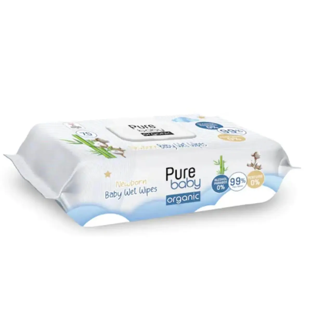 Pure Baby Organik Yenidoğan Islak Havlu 70 Adet