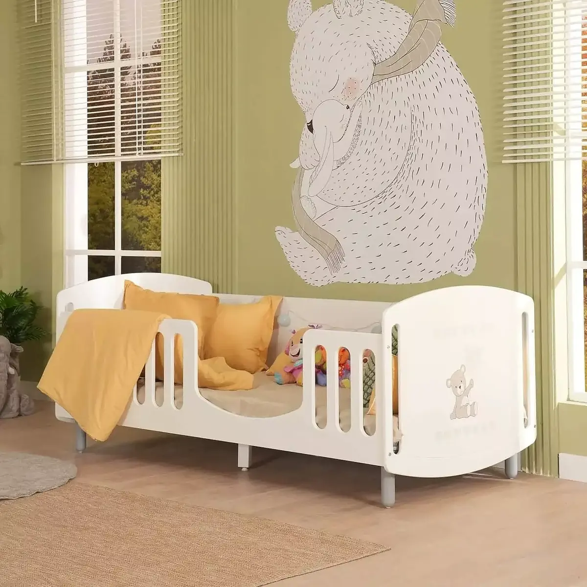 Meltem Kids Sweet Bear Montessori 90x190 Beyaz - Gri