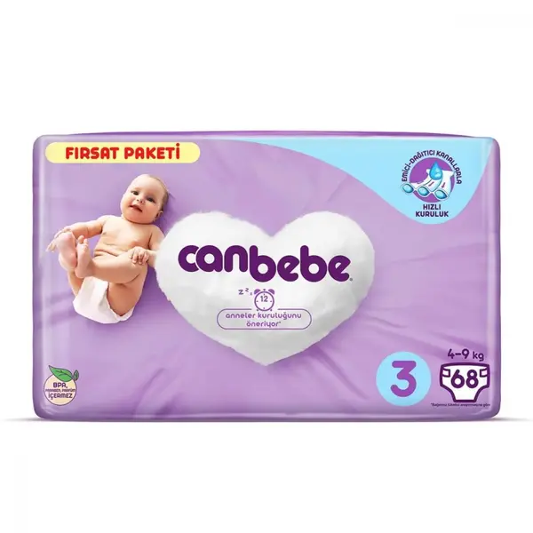 Canbebe Bebek Bezi 3 Beden Midi 4-9 Kg 68li Fırsat Paketi