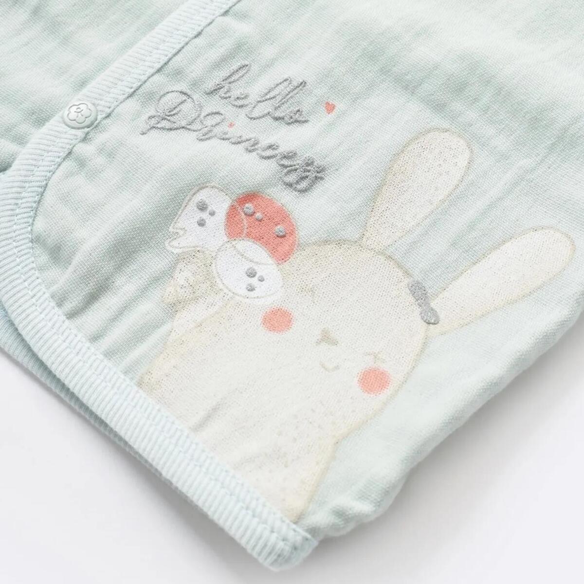 Bibaby Organik Yelek Pretty Ears Bunny Mint - Ekru