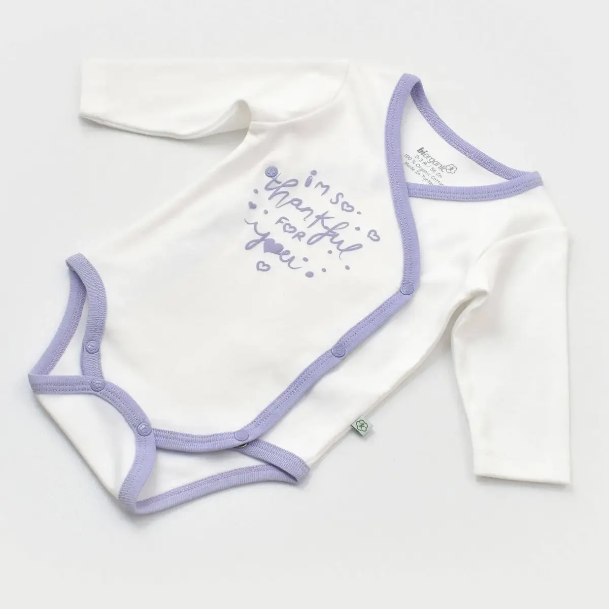 Bibaby Organik Zıbın Takımı Love You Baby Yellow Lavander