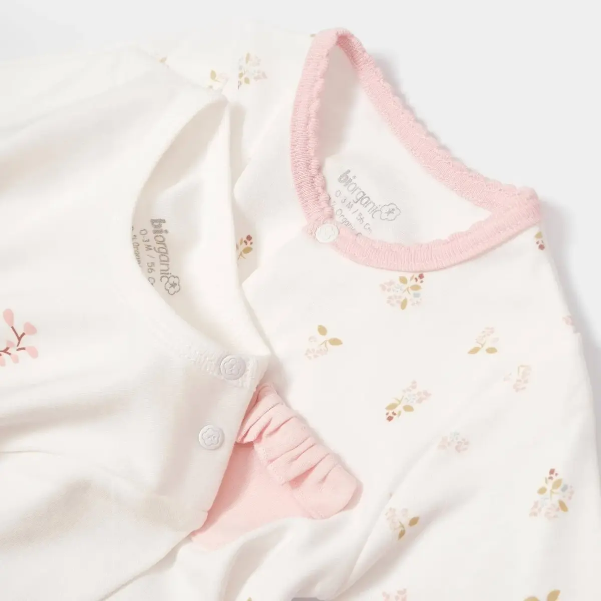 Bibaby Organik Tulum Takımı Tüllü The Flowers Ekru - Pembe