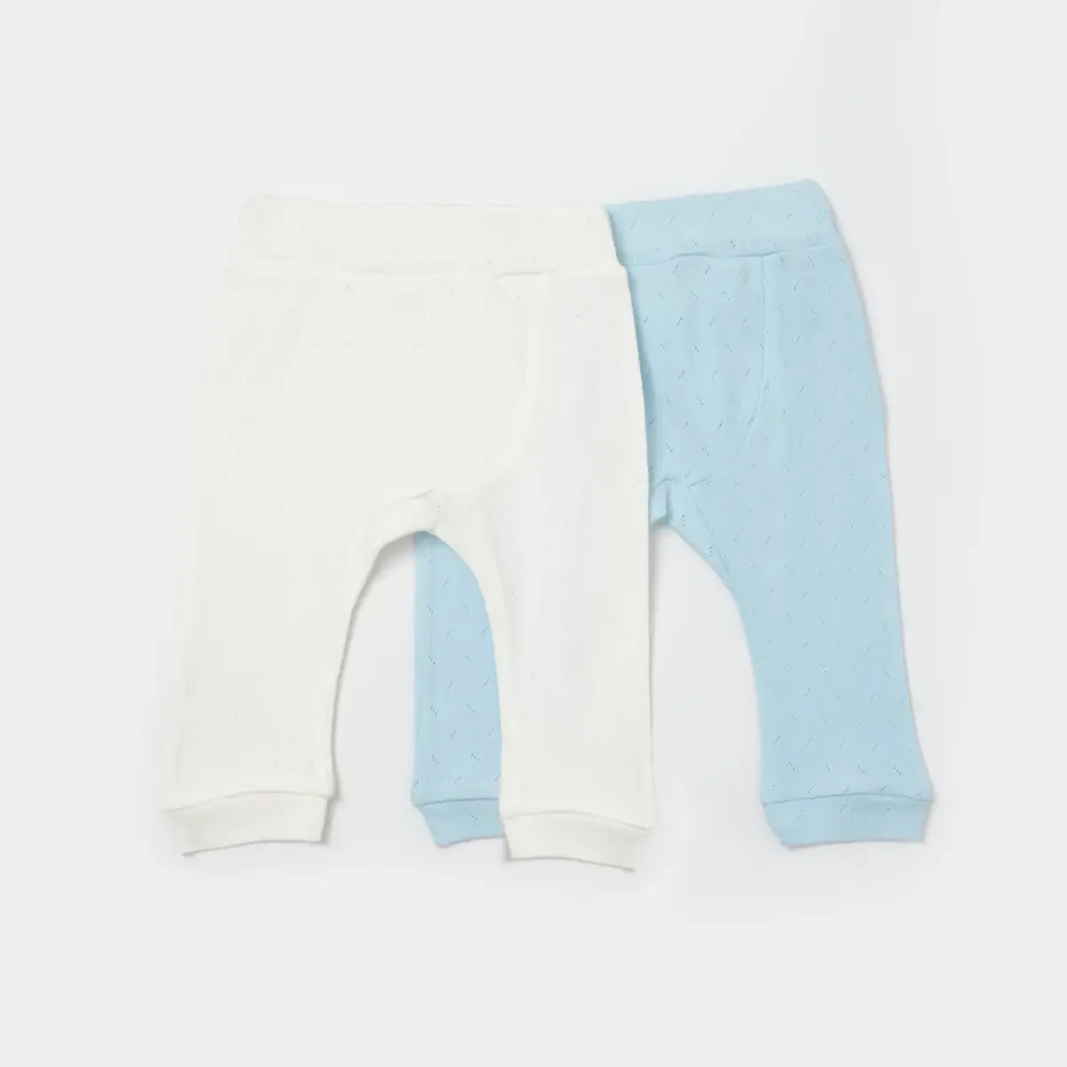 Bibaby Pantolon Patiksiz 2li Jakarlı Mavi - Ekru Bibaby Pantolon Patiksiz 2li Jakarlı Mavi - Ekru