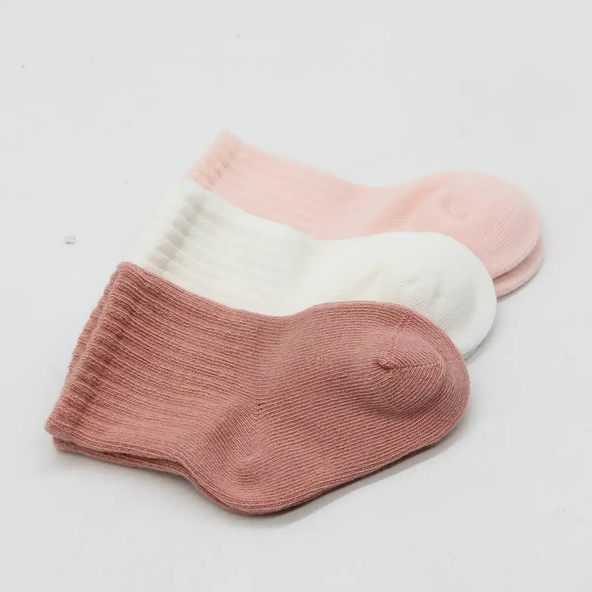 Bistyle Soket Çorap Penye 3lü Cherry Girl Pudra - Ekru - Pembe