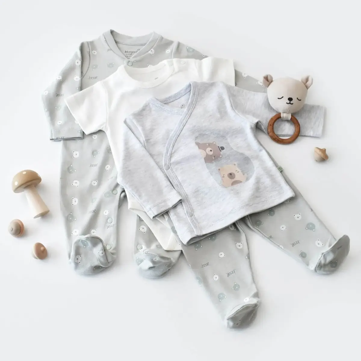 Bibaby Organik Hastane Çıkışı 10lu Hug Me Bear Kar Melanj