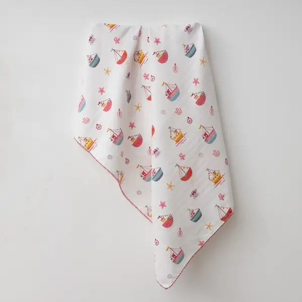 Baby Mammas Müslin Örtü Gemili 80x90cm Kırmızı