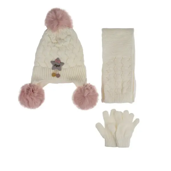 Kitti Eldiven Atkı Bere Takım 1-4Yaş Krem Asortili