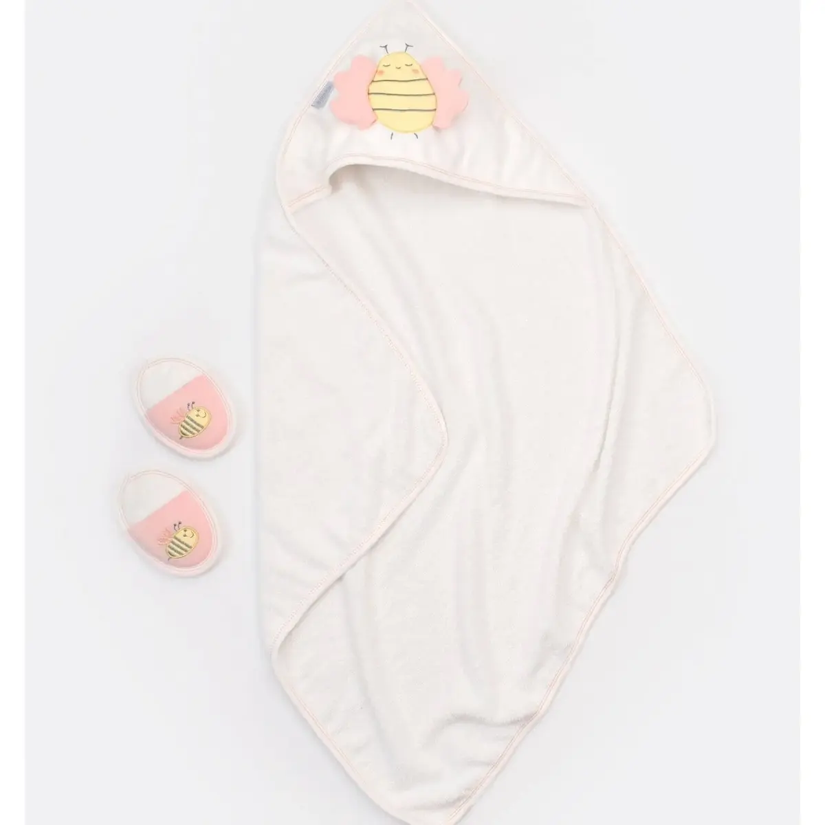 Bibaby Bornoz Takımı Happy Bee Ekru - Pembe