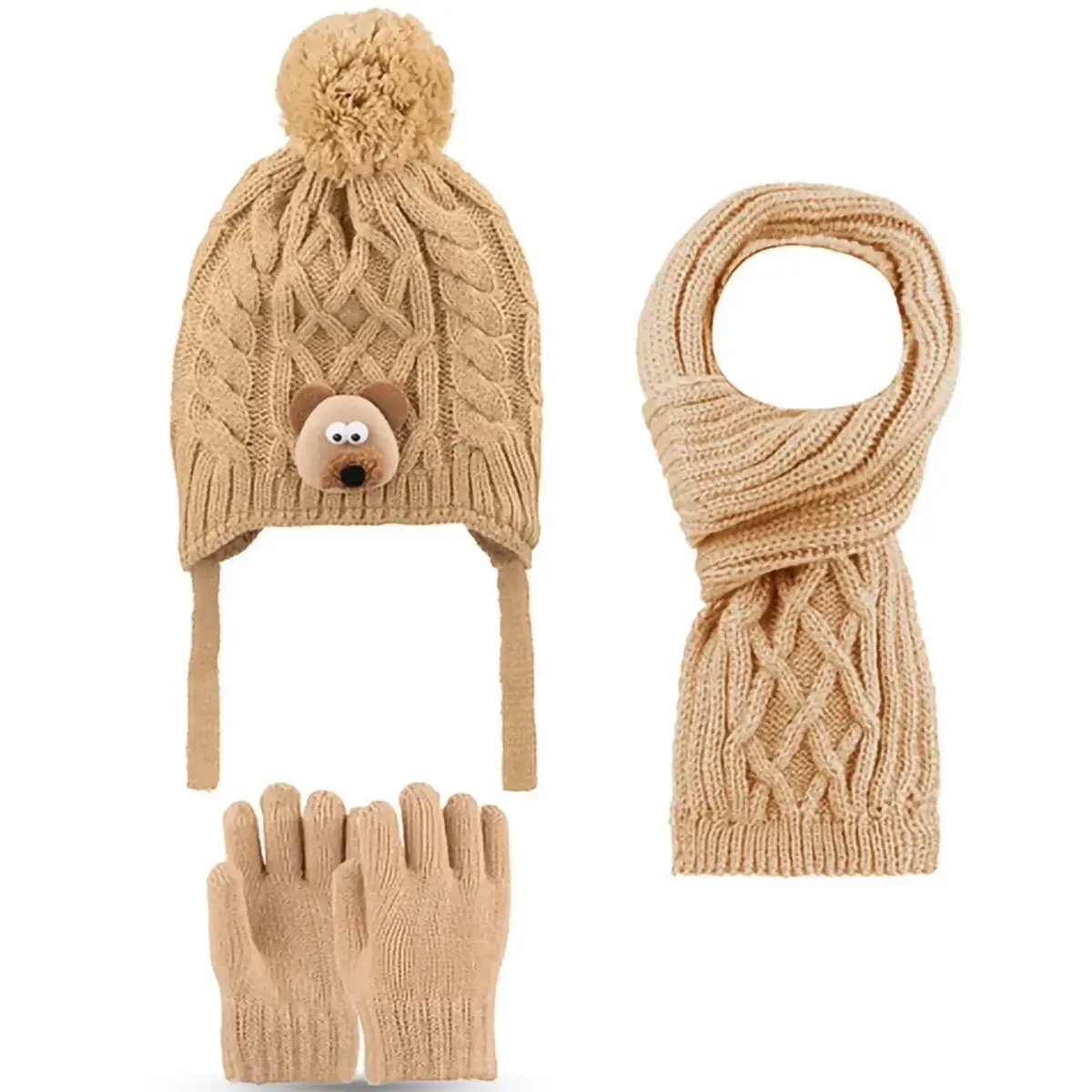 Kitti Eldiven Atkı Bere Takım 1-4 Yaş Orta Bej Asortili