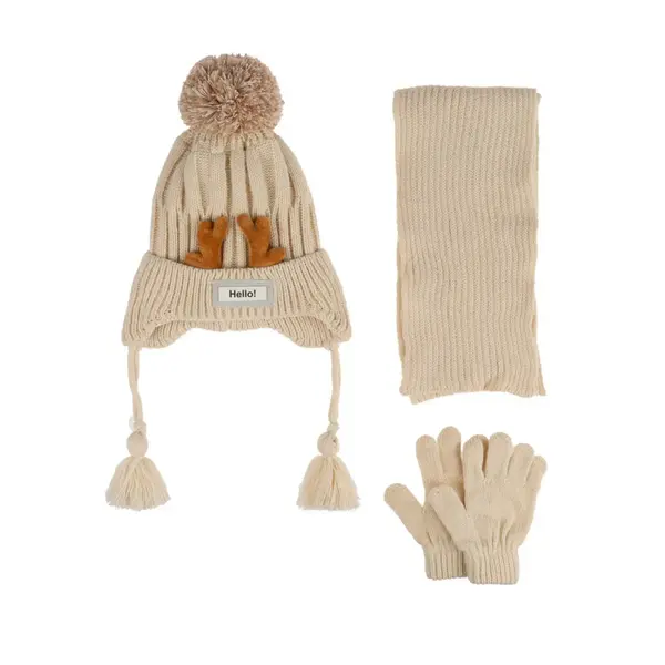 Kitti Eldiven Atkı Bere Takım 1-4Yaş Beyaz Asortili