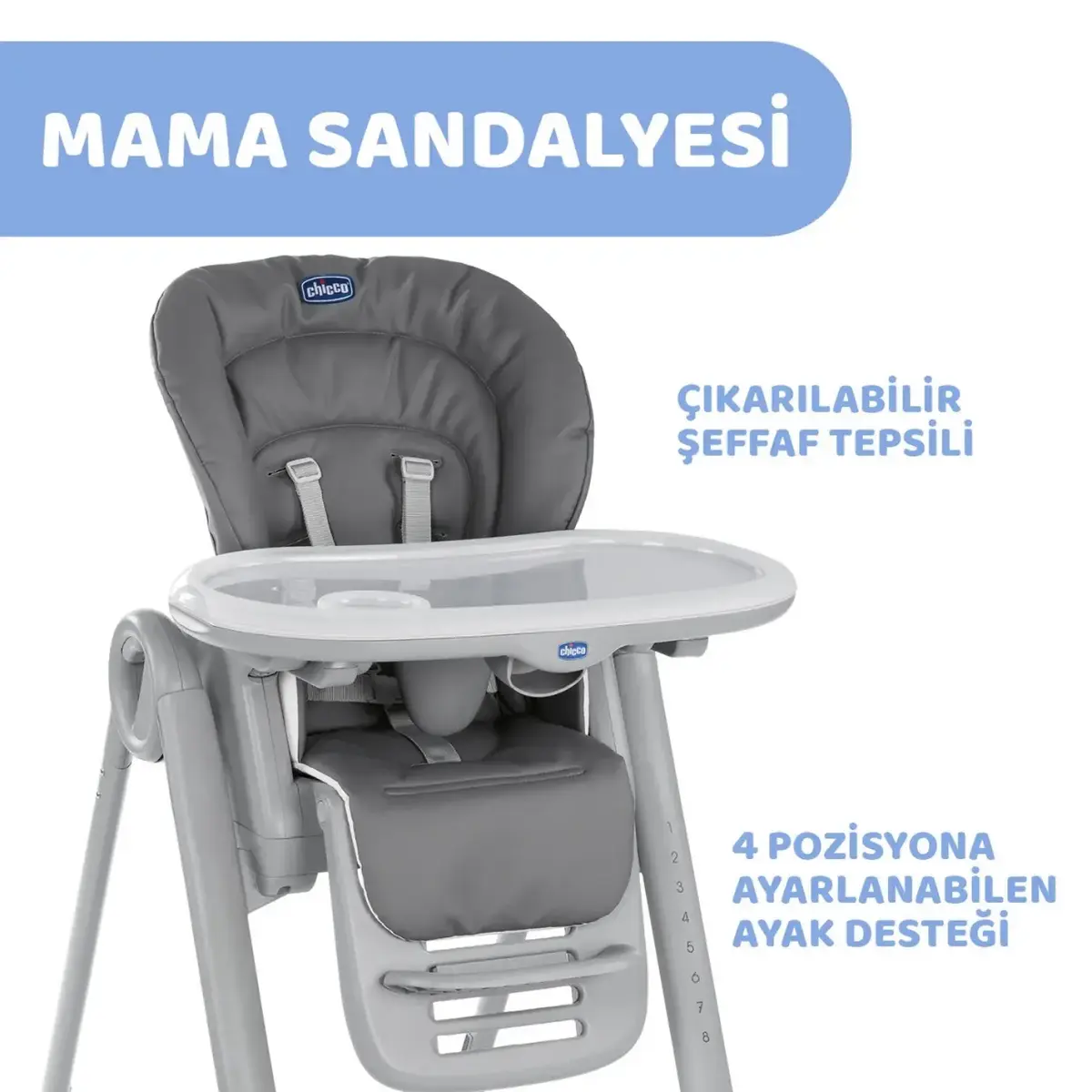 Chicco Polly Magic Fonksiyonel Mama Sandalyesi Dark Grey