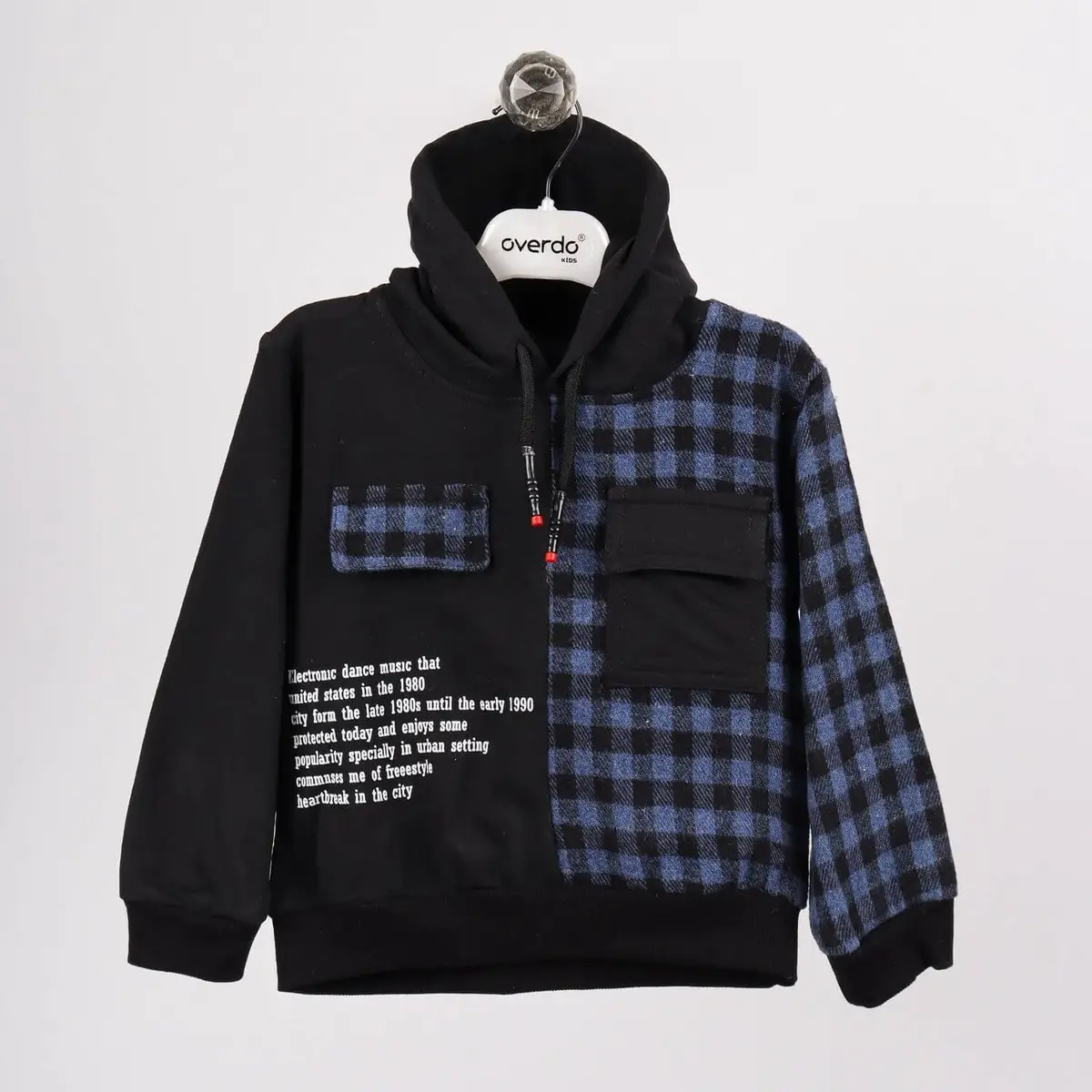 Overdo Sweatshirt Ekoseli Mavi Overdo Sweatshirt Ekoseli Mavi