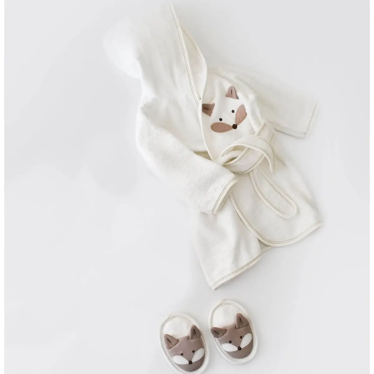 Bibaby Bornoz Terlik Takım Sweet Fox Ekru - Kahverengi