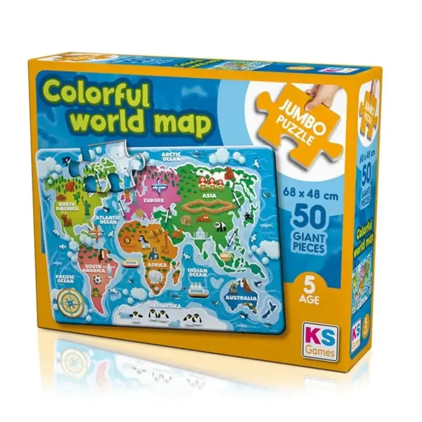 KS Games Colorful World Map Jumbo Puzzle 50 Parça