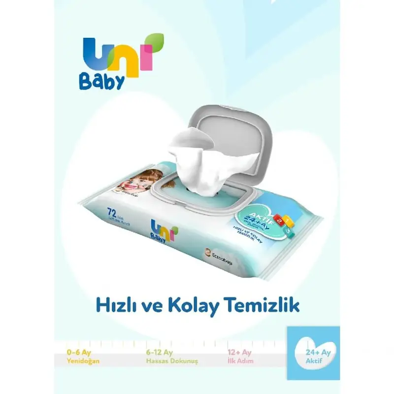 Uni Baby Aktif Simple Clean Islak Mendil 3x52li 24+ Ay