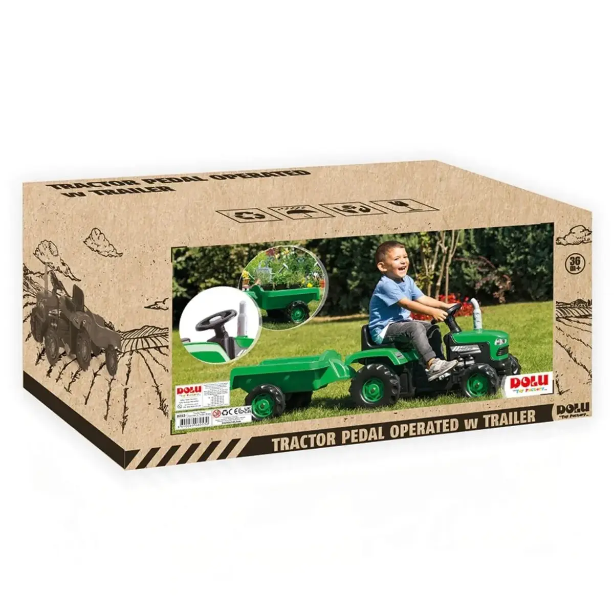 Dolu Römorklu Pedallı Traktör Yeşil