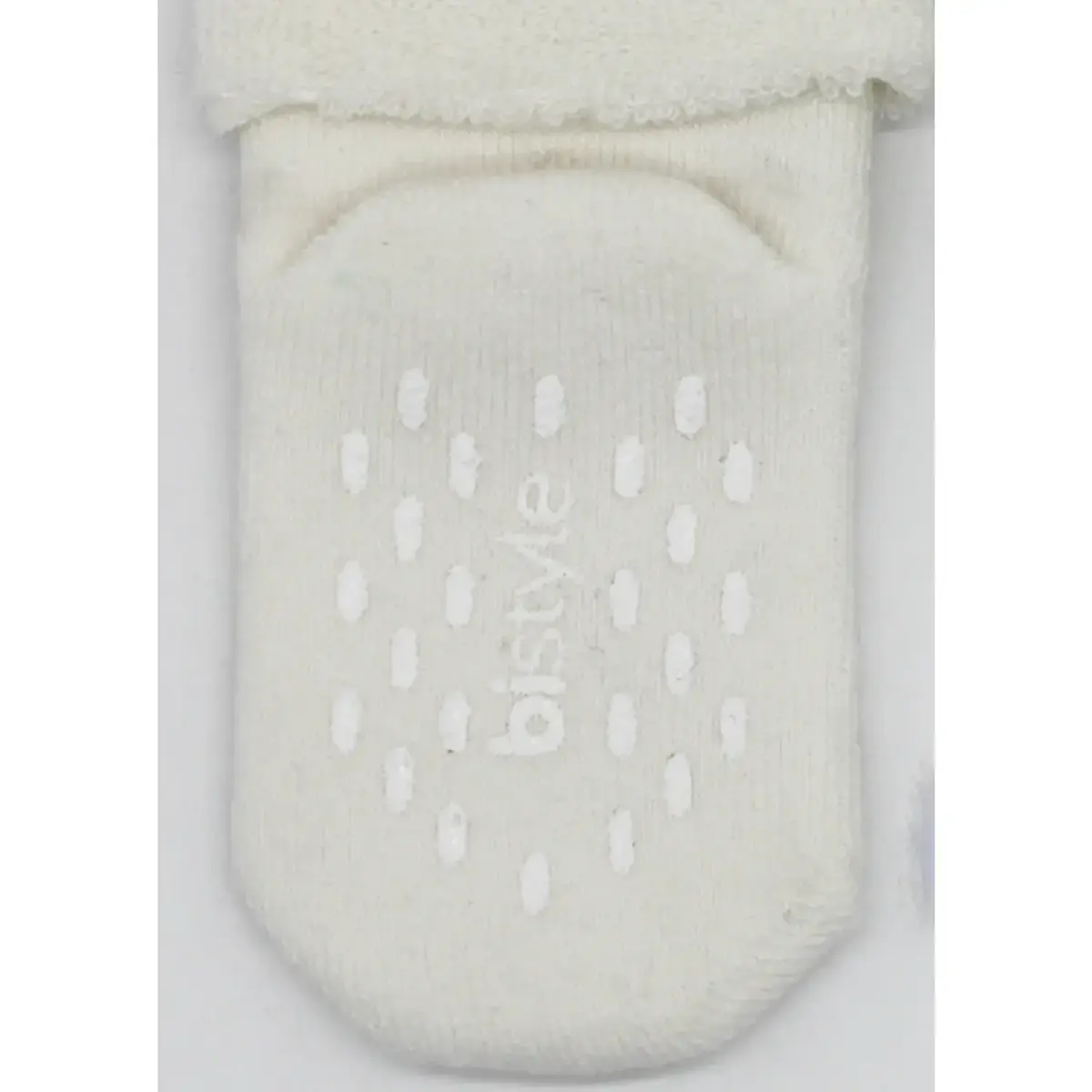 Bistyle Organik Çorap Soket Havlu 2li Kaymaz Çemberli Kıvrık Puanlı  Gri - Ekru