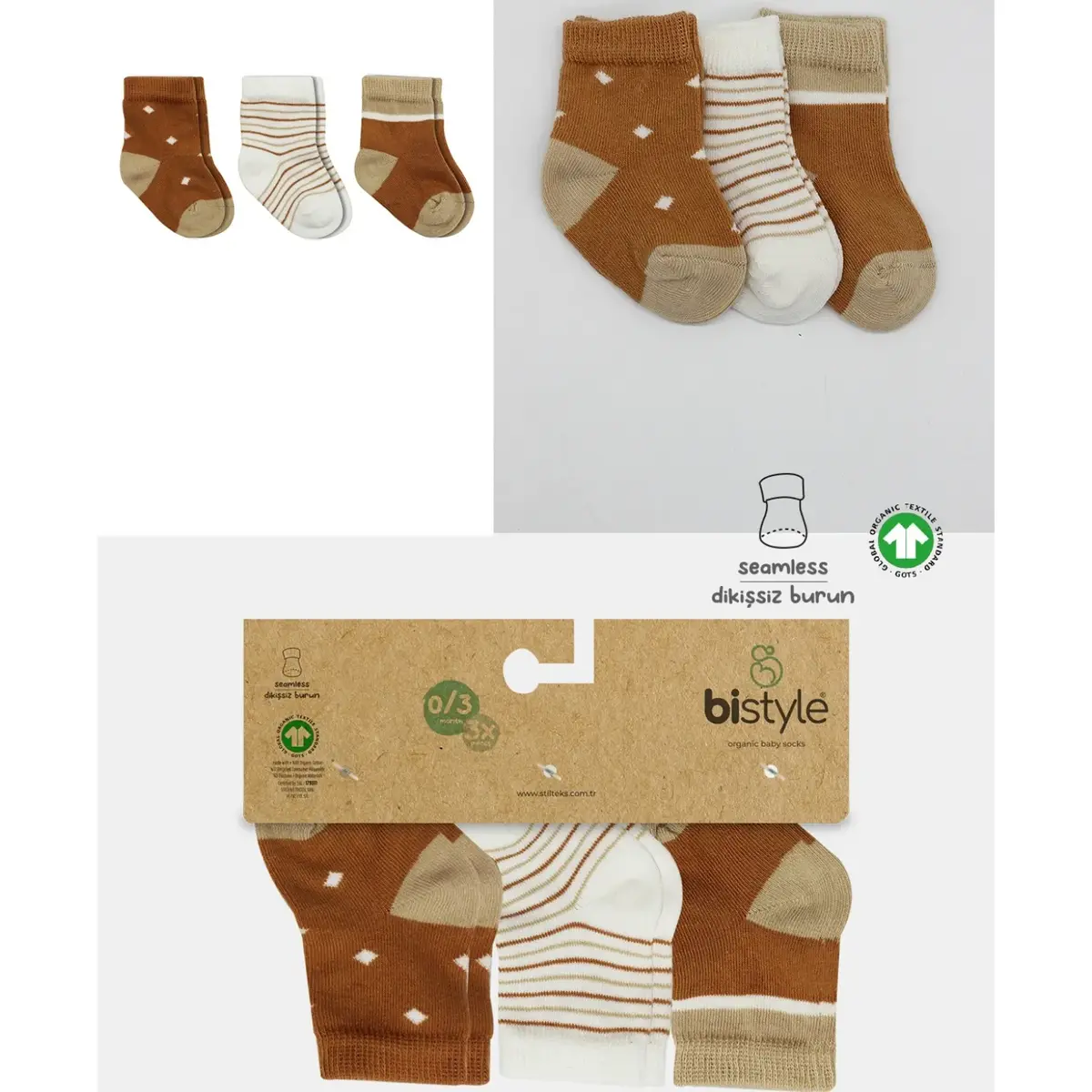 Bibaby Çorap Soket 3lü Bistyle Puan Penye Hardal