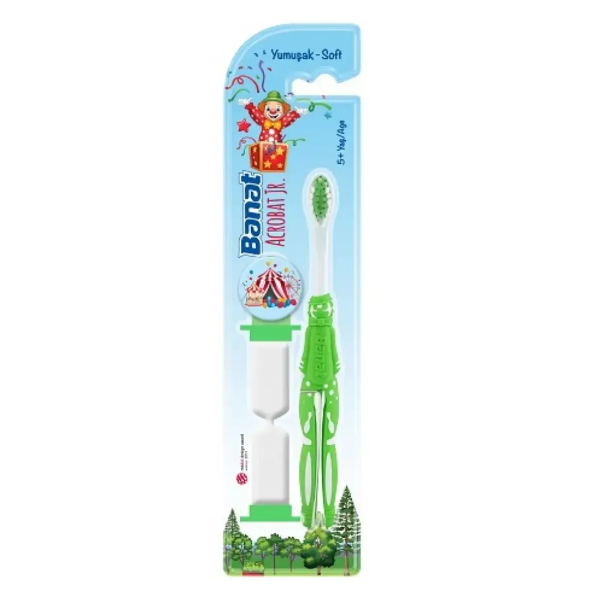 Banat Acrobat Jr Çocuk Diş Macunu 35 ml,Çocuk Diş Fırçası Kum Saatli Soft Acrobat Jr. 5+ Yaş