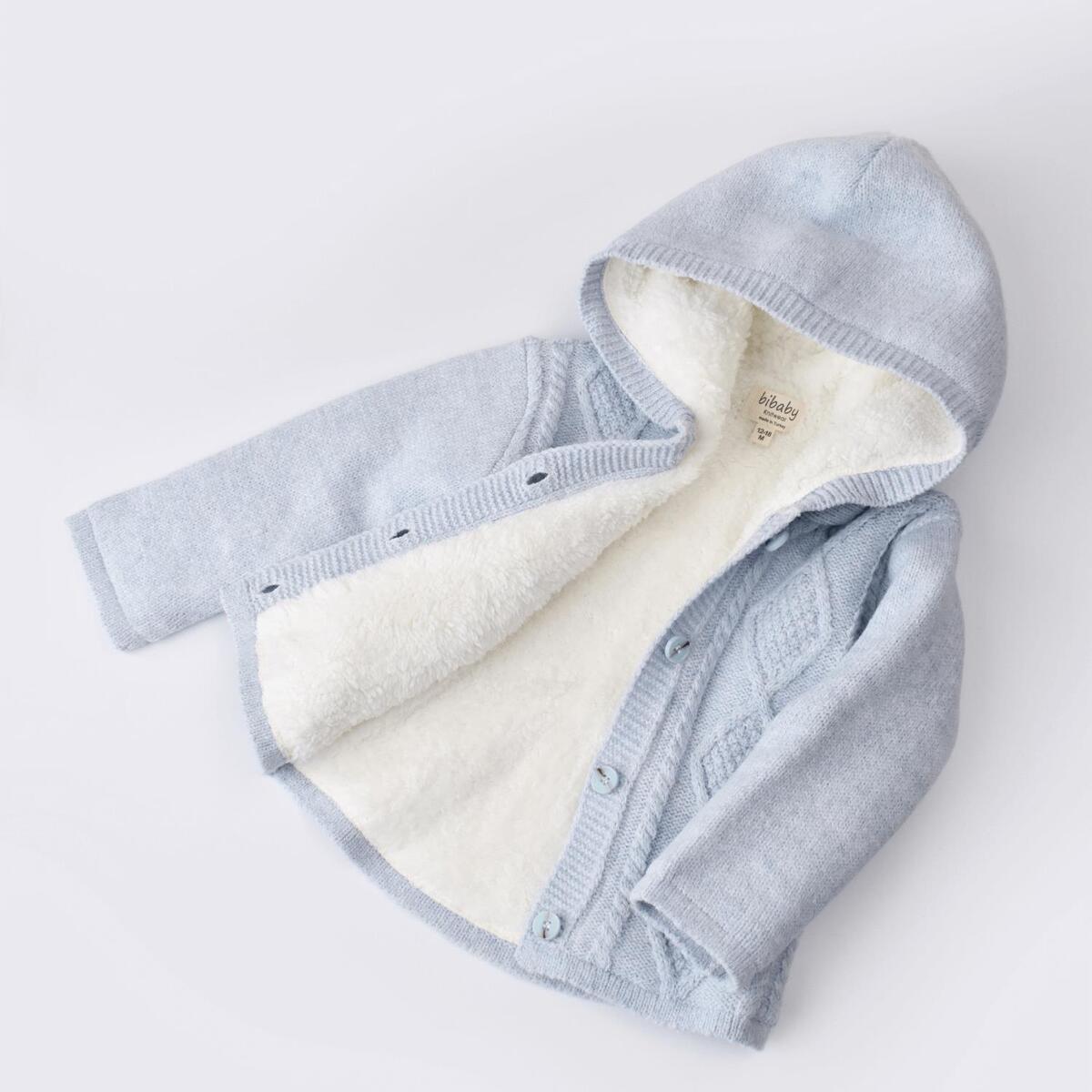Bibaby Hırka Triko Desenli Welsoftlu Mavi