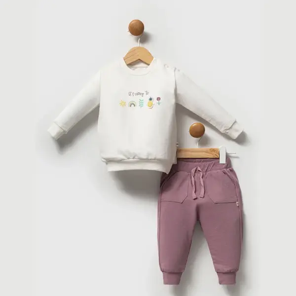 Moi Noi 2li Takım Çiçekli Mürdüm