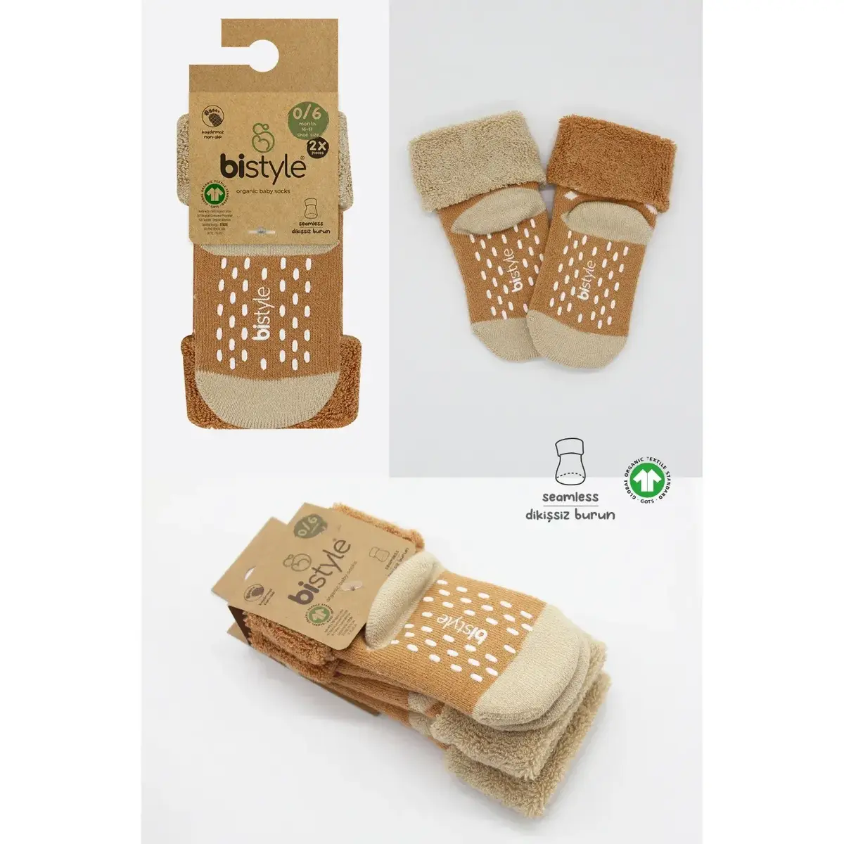 Bistyle Çorap Soket Havlu 2li Kaymaz Point Boy Hardal