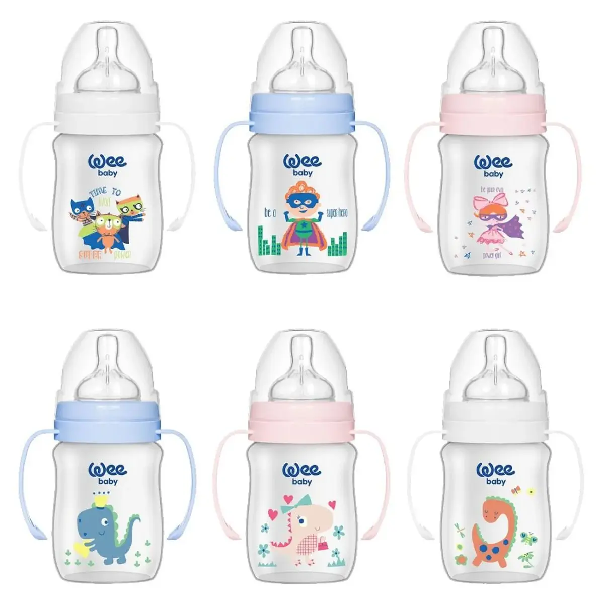 Wee Baby Klasik Plus Geniş Ağızlı Kulplu PP Biberon 150 ml