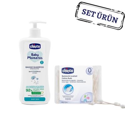 Chicco Baby Moments Bebek Şampuan + Kulak Tmizleme Çubuğu 90Lı (Avantaj Paketi)