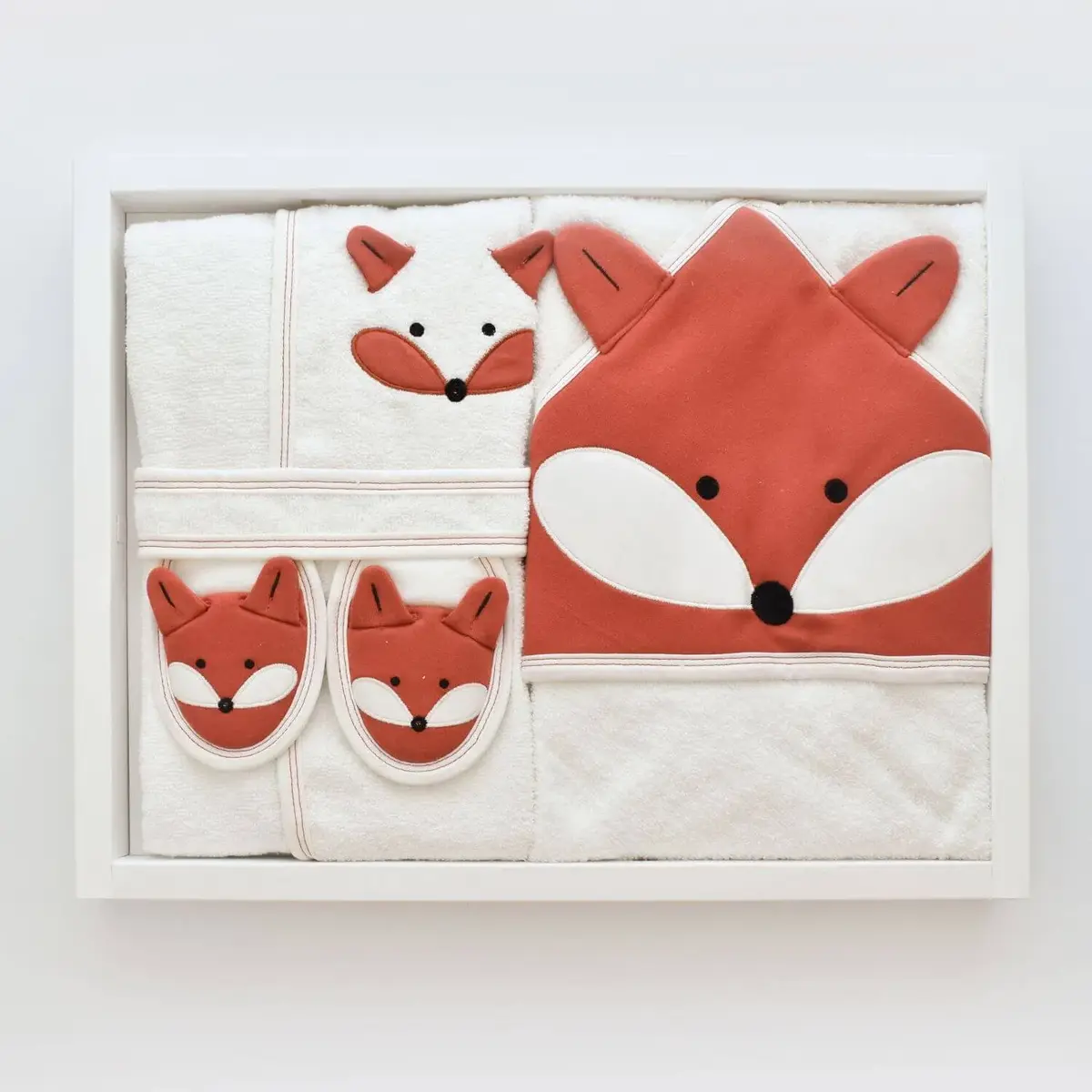 Bibaby Bornoz Takımı Sweet Fox Ekru - Kiremit