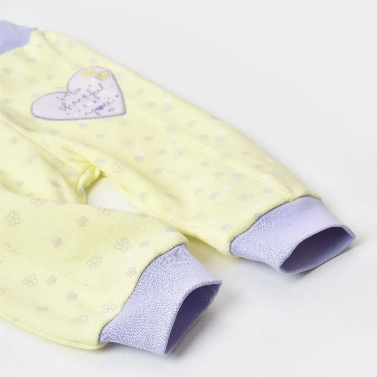 Bibaby Organik Pantolon Patiksiz Love You Baby Yellow Lavander