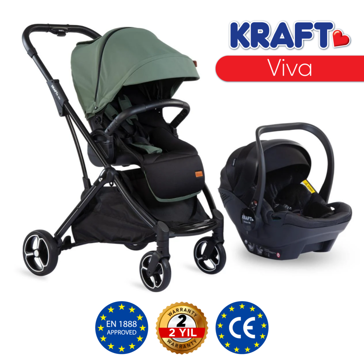 Kraft Viva I-Size Travel Sistem Bebek Arabası Green 1*1
