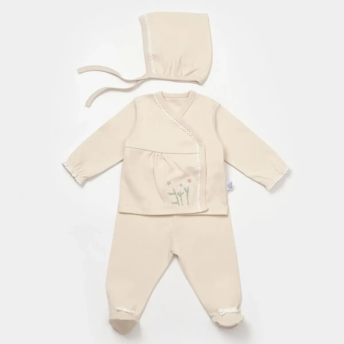 Bibaby Zıbın Takımı 3lü Canvas Flowers Girl Baby Latte