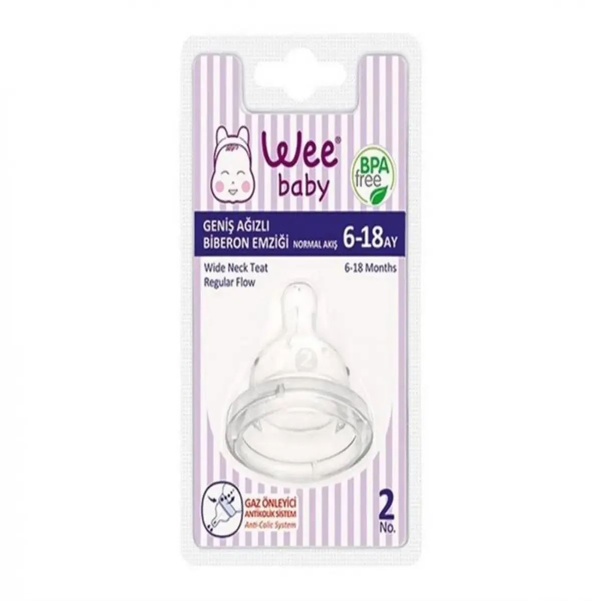 Wee Baby Geniş Ağızlı Yuvarlak Uçlu Silikon Biberon Emziği 6+ Ay