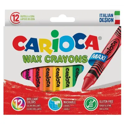 Carioca Wax Maxı Yıkanabilir Pastel Boya Kalemi 12li