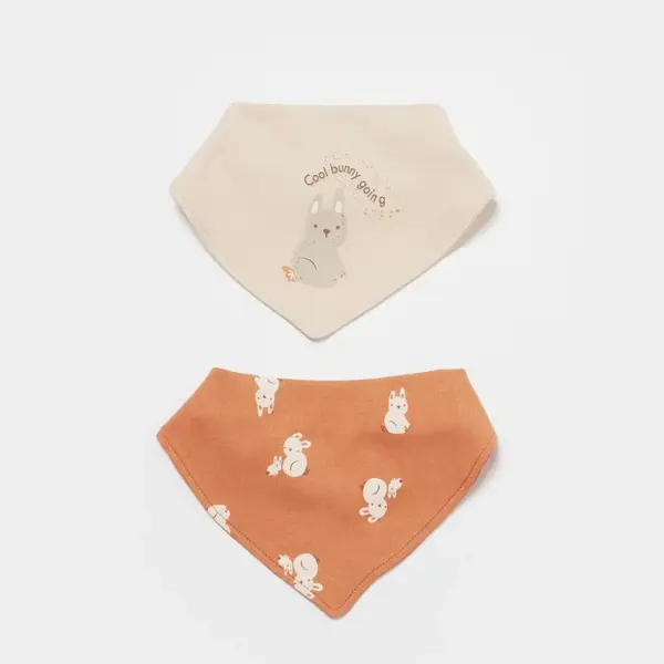 Bibaby Organik Fular Önlük 2li Cool Lines Bej - Hardal