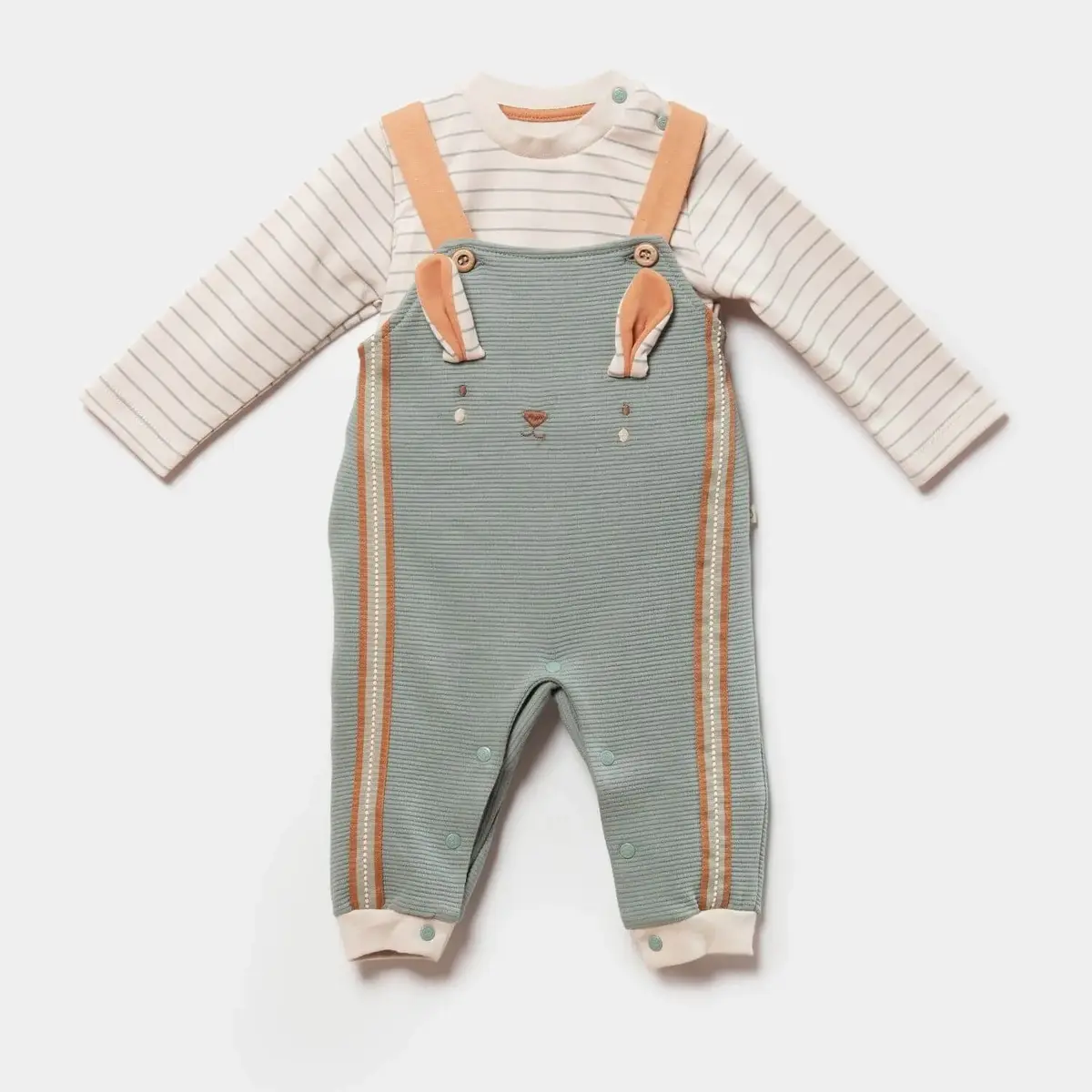 Bibaby Organik Salopet Tulum Cool Lines Bunny Bej - Hardal