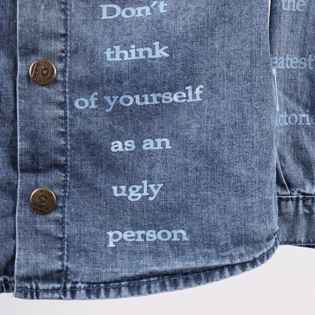 Overdo Gömlek Kol Baskılı Kot Mavi Denim