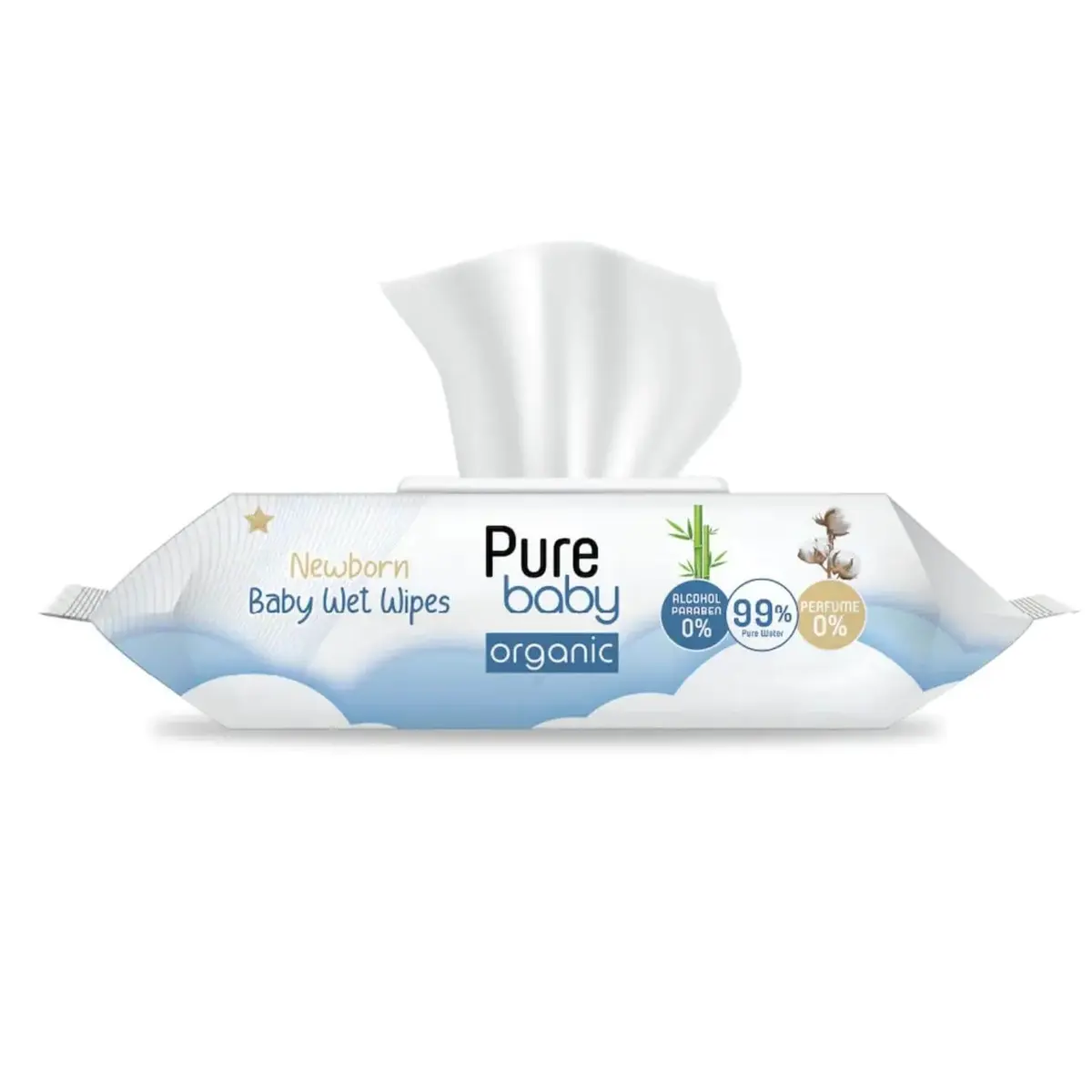 Pure Baby Organik Yenidoğan Islak Havlu 70 Adet