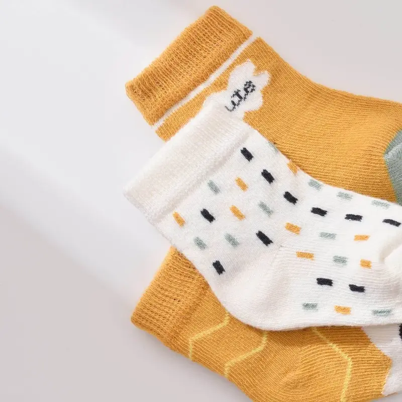 Bibaby Organik Çorap Soket 3lü Cute Hardal